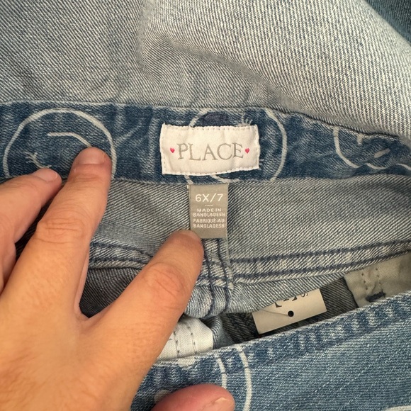 NWT! The Children’s Place Jean shorts overalls smiley face size 6X/7 - Picture 3 of 4